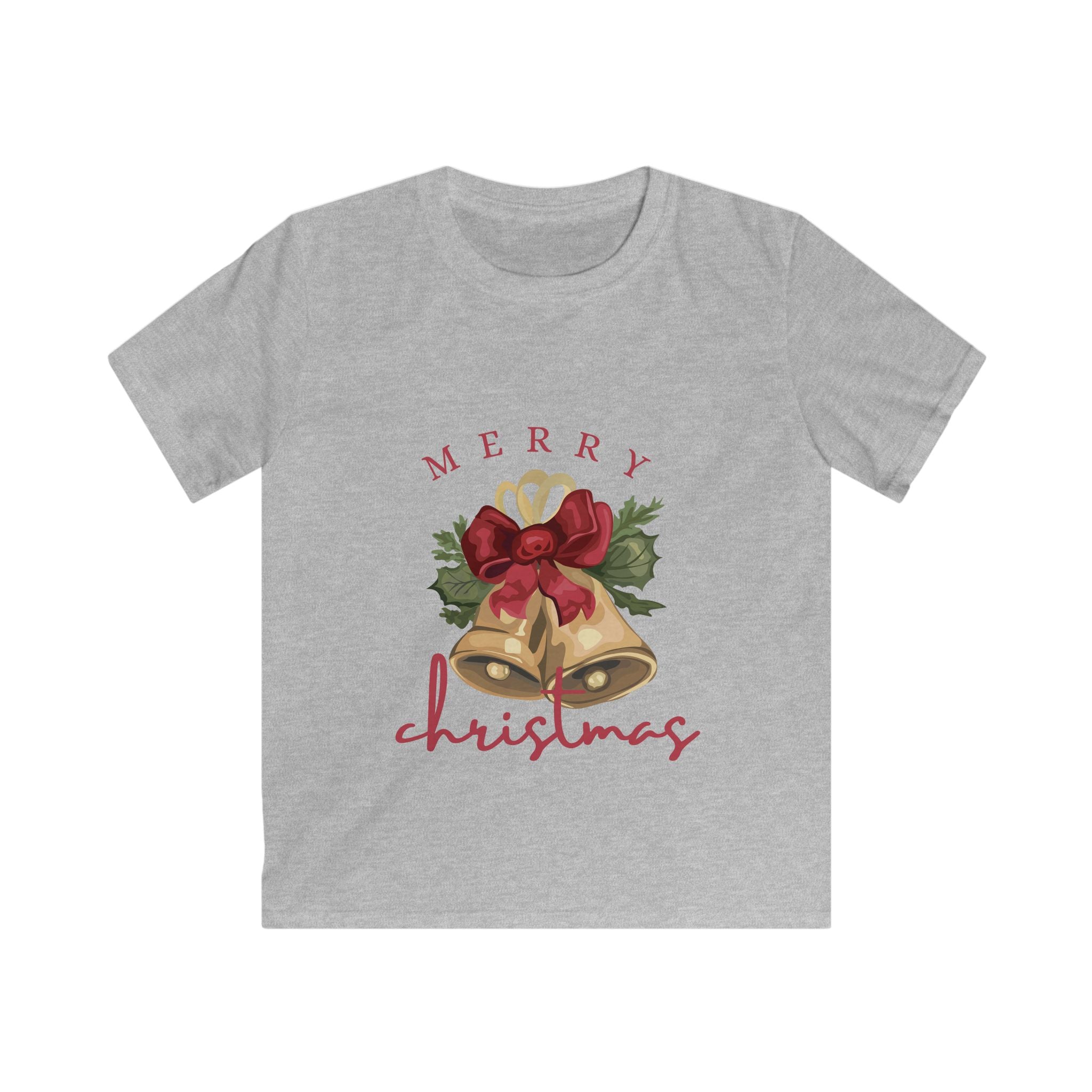 Kids Christmas Tee - 'Merry Christmas' Bells & Holly Holiday Shirt
