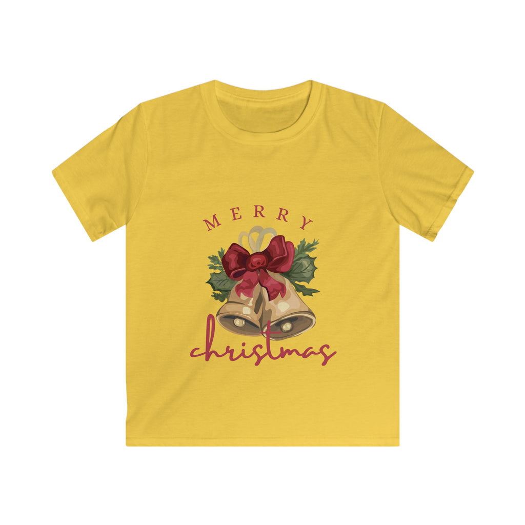 Kids Christmas Tee - 'Merry Christmas' Bells & Holly Holiday Shirt