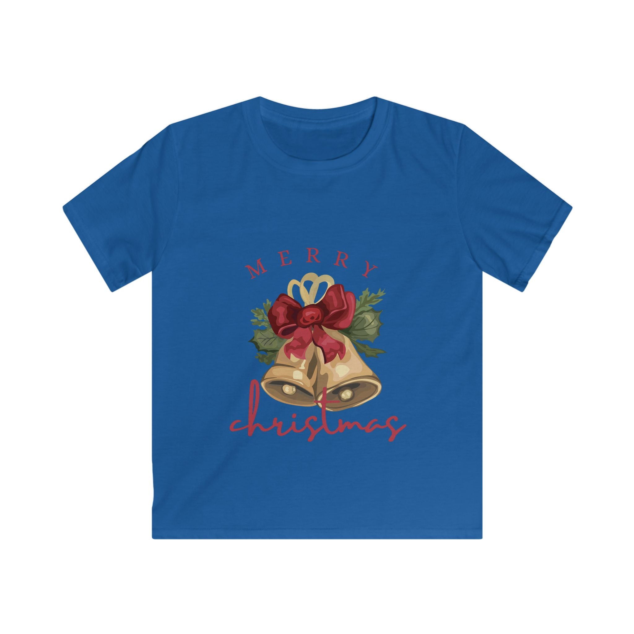 Kids Christmas Tee - 'Merry Christmas' Bells & Holly Holiday Shirt