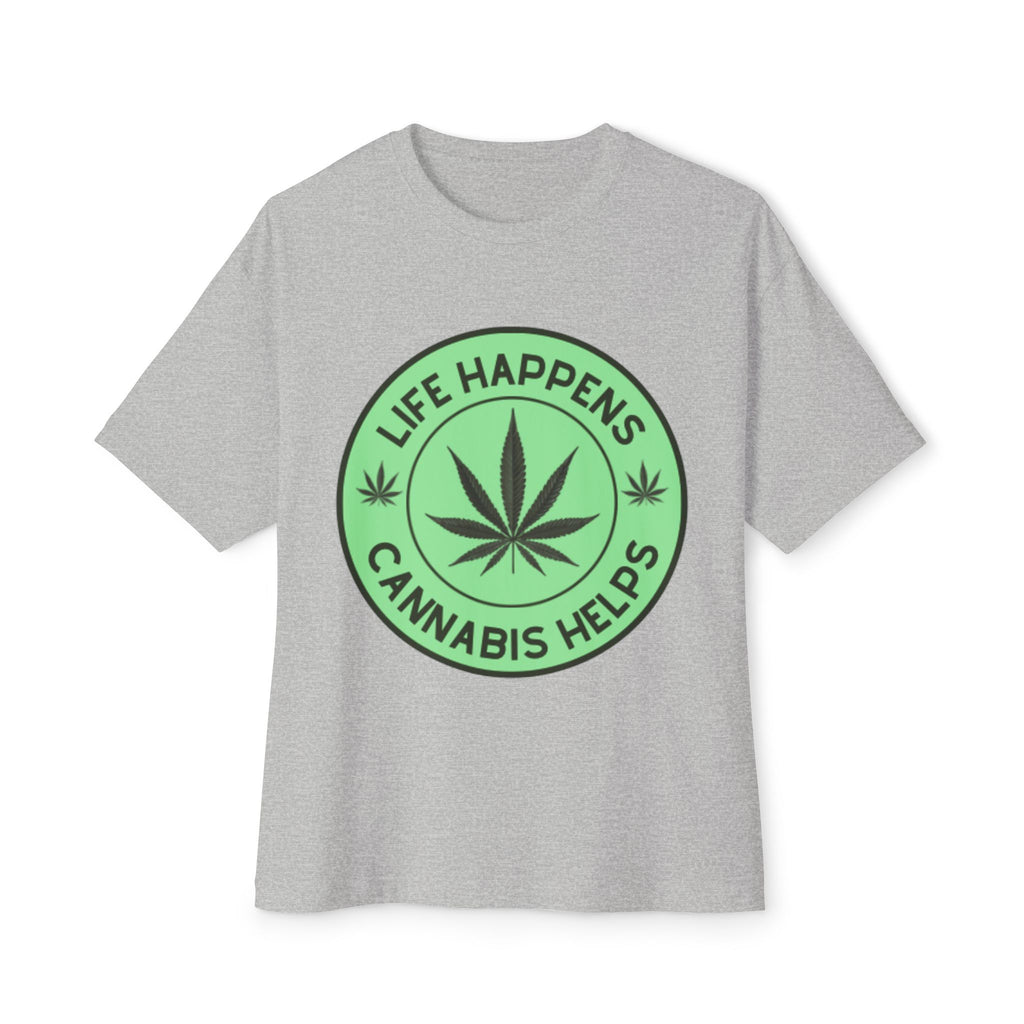 Cannabis Helps Tee — "Life Happens" Marijuana Leaf Graphic T-Shirt