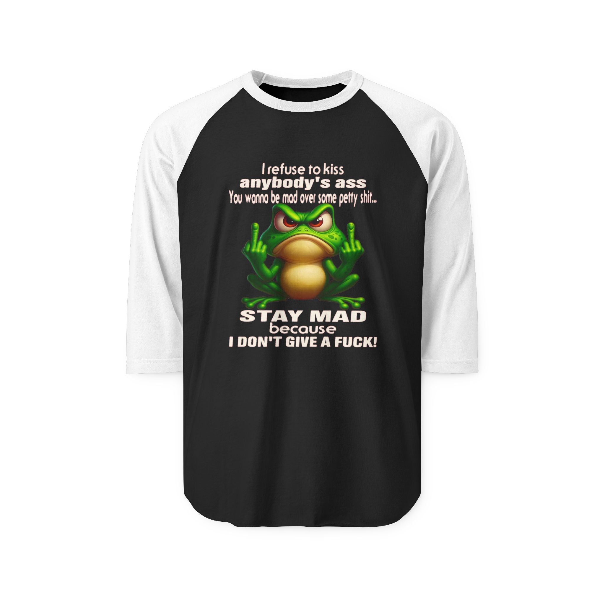 Funny Frog Raglan Shirt - "Stay Mad Because I Don't Give a F***" Graphic