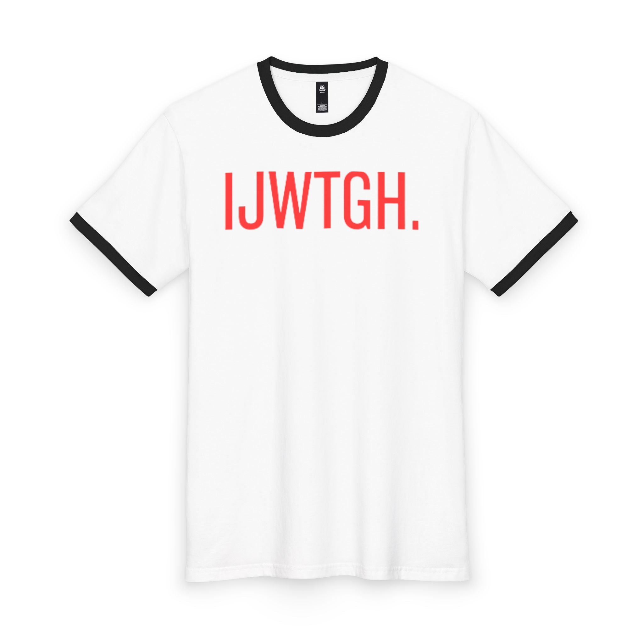 IJWTGH Ringer Tee — Retro White & Red Graphic T‑Shirt