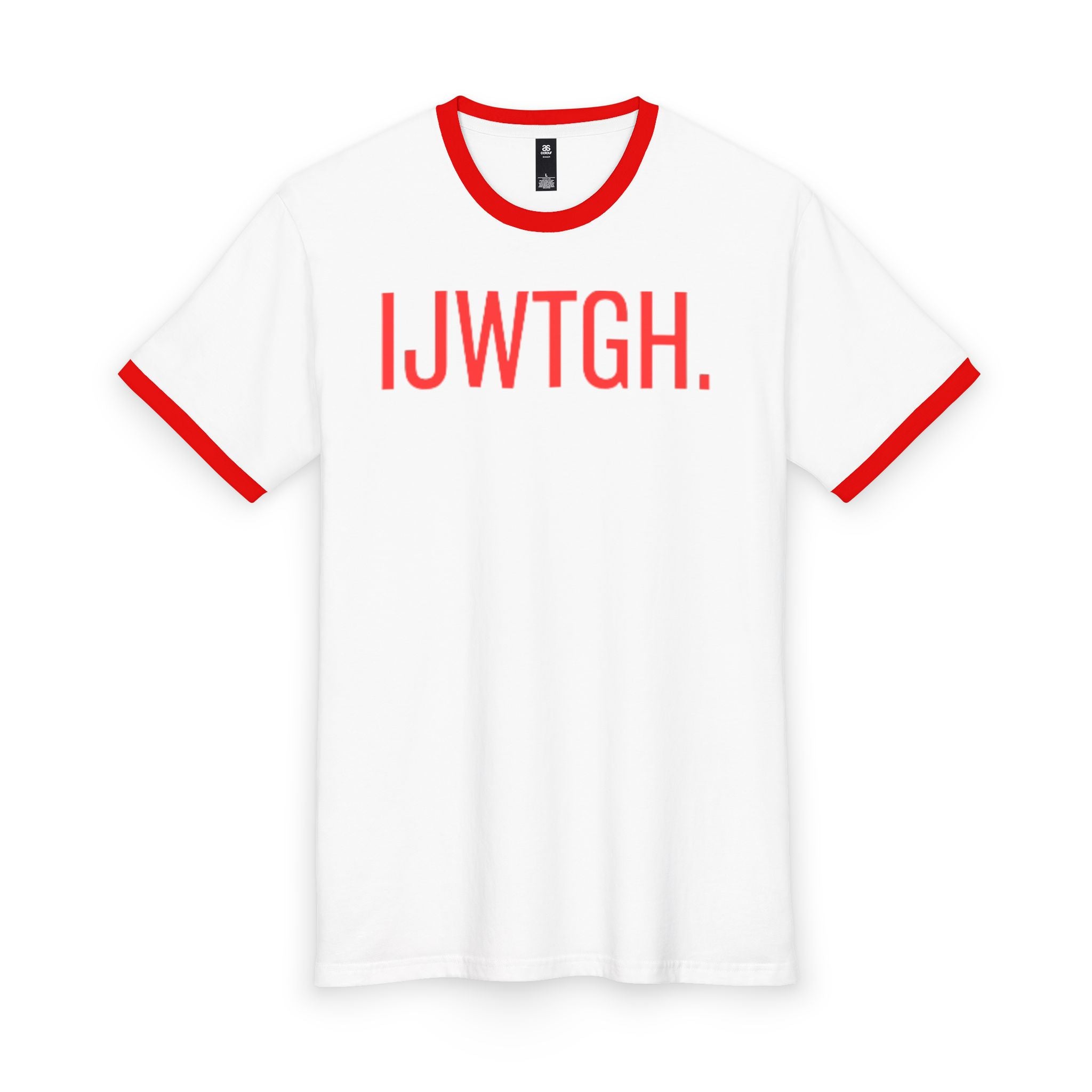 IJWTGH Ringer Tee — Retro White & Red Graphic T‑Shirt